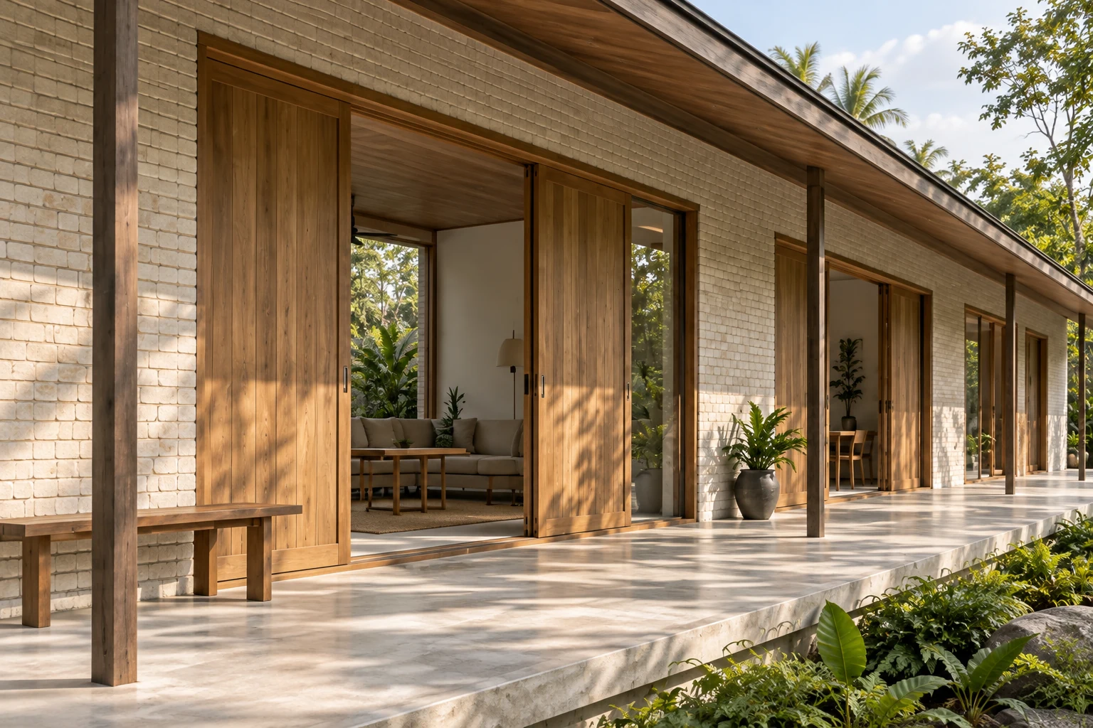 Sliding doorway connecting living space to the terrace.