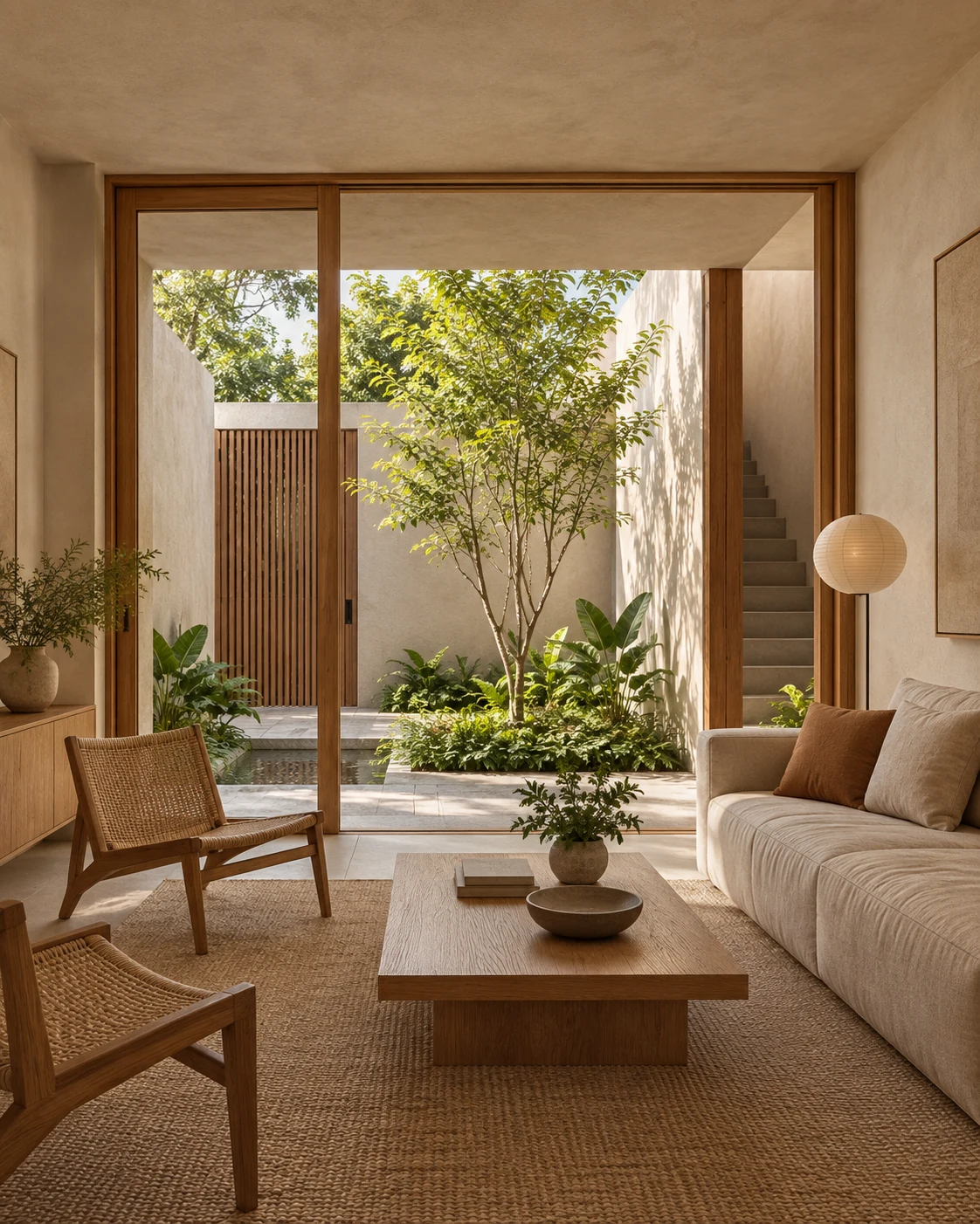 Family room facing the small courtyard.